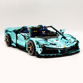 1: 8 Ferrari SF90XX Building Sets, Electroplating Tiffany Blue Customized Version (3982Pcs)